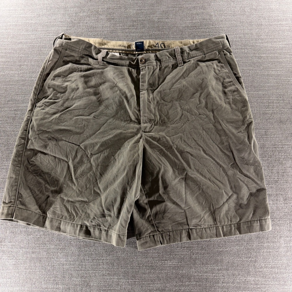 Izod Saltwater Chino‎ Shorts Mens 40 Olive Green Excellent Cotton Flat Front